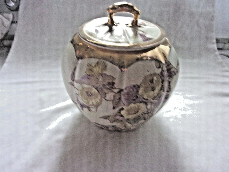 Vintage China Biscuit Jar - B & M Co., Regal China - Gold Gilt - with Lid