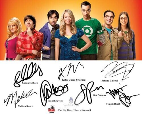 the Big Bang Theory Jim Parsons Kaley Cuoco Cast Signed Photo Autograph Poster