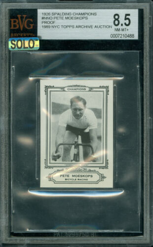 1926 SPALDING AD BACK  PETE MOESKOPS BICYCLE BGS 8.5 SOLO FINEST 100 MINTED.