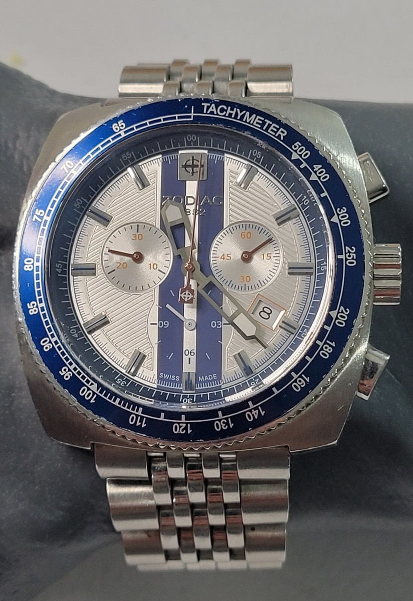 RARE Zodiac 1882 V8 Shelby 44mm Chronograph 13 Jewels Swiss RARE Zodiac 1882 V8 Shelby 44mm Chronograph 13 Jewels Swiss