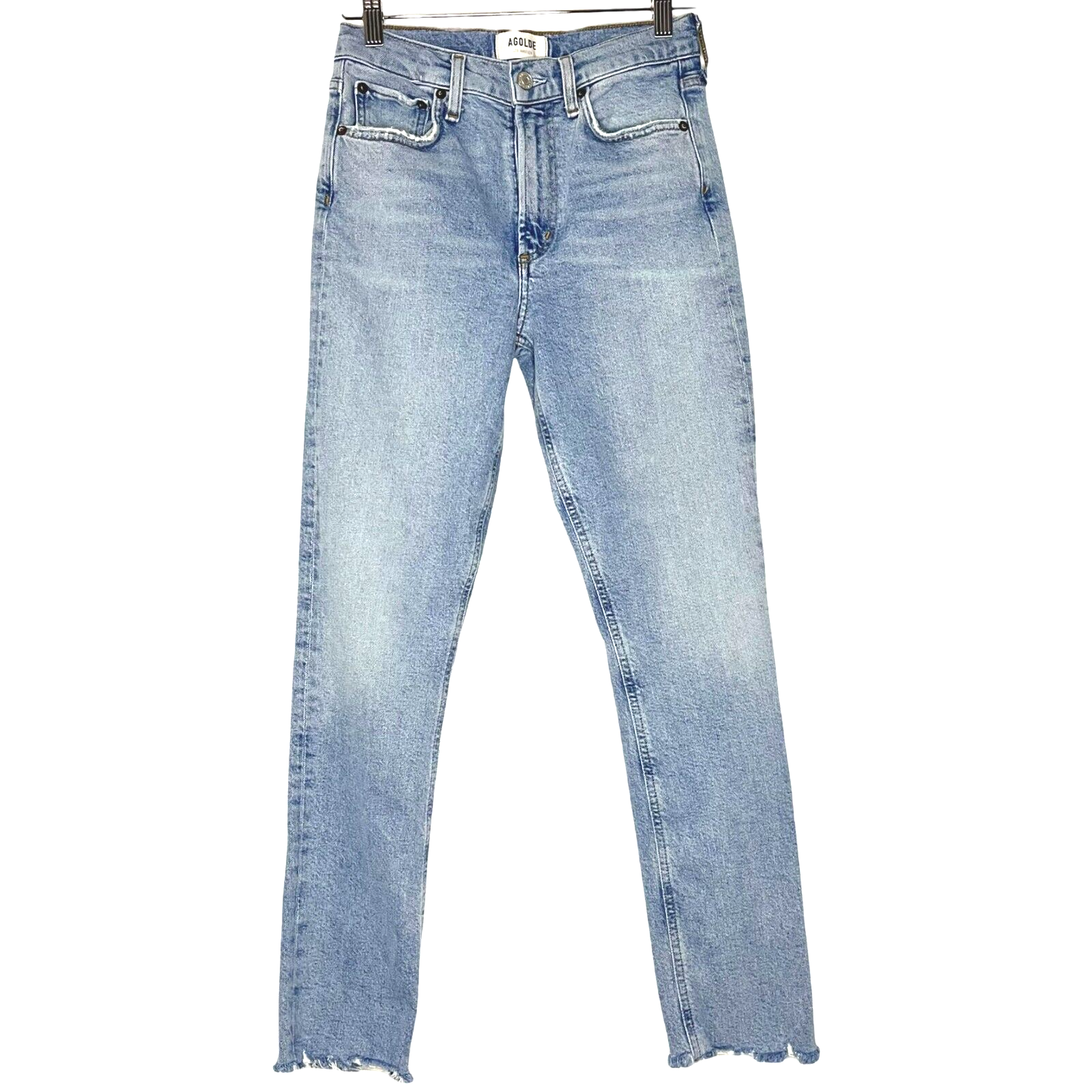 Jeans donna Ago Merrell dritto 24 cotone blu chiaro elasticizzato orlo masticato