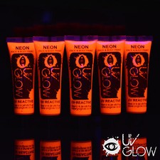 UV Glow Neon Face Paint Body Paint 10ml - Set of 5 - Fluorescent Festival Makeup