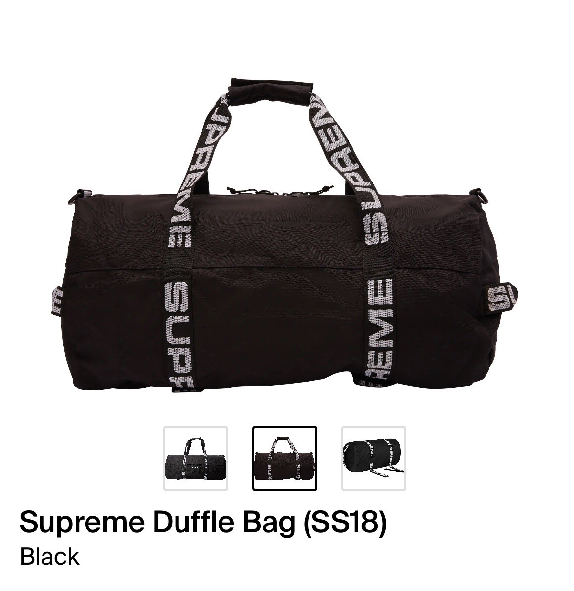 Supreme Large Duffle Bag SS18 Black Cordura Bag | eBay