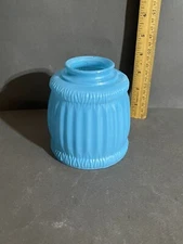 VINTAGE BLUE PRESSED GLASS MCM PENDANT LIGHT LAMP SHADE GLOBE