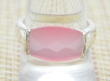 .925 Sterling Silver Faceted Pink Glass Ring 8.25 Vintage