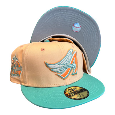 New Era Anaheim Angels Peach Pack 59FIFTY Fitted Hat 40 Year Side Patch 7 3/4