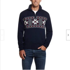 Weatherproof Mens One Ouarter Zip Pullover Mock Neck Sweater(Navy,Medium) NWT