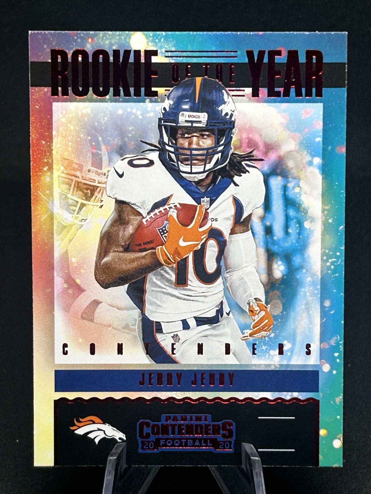 2020 Panini Contenders Jerry Jeudy Rookie Of The Year Red Prizm #RY-JJE Broncos