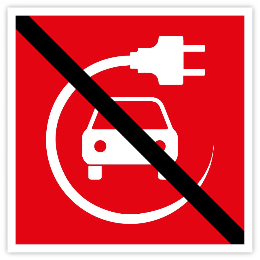 MBS-SIGNS® Aufkleber Hinweis „Elektroauto aufladen verboten“ KfZ E-Auto Folie | 5-40 cm