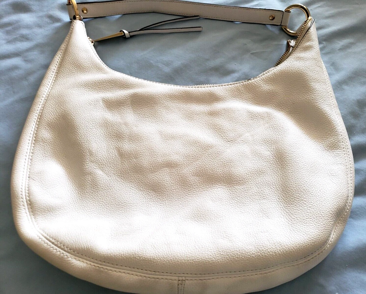 Michael Kors Hobo White Pebble Leather Handbag w Hand Strap 14.5