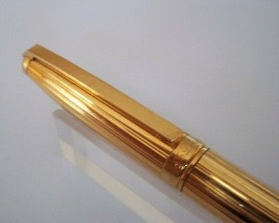 Stylo Bille/roller Prestige S.T. Dupont Olympio - Plaqué Or Motifs Striés - Modèle J420 - Occasion