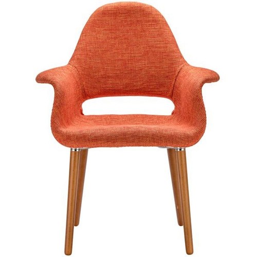 Mid-Century Modern Dining Flared Arm Accent Chair Twill Tweed Woven Fabric - Picture 30 of 41