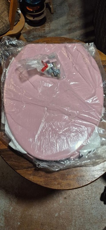 NOS vintage No. 46 Olsonite Pink Champagne Elongated Toilet Seat,