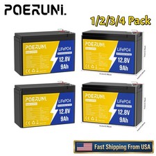 1/2/3/4-Pack 12V 9Ah Lithium LiFePO4 Battery Reliable BMS for RV Solar Power NEW