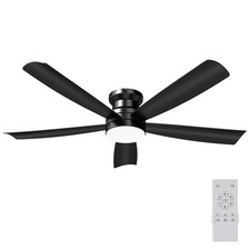 52" Ceiling Fan with Lights and Remote Control  Quiet Reversible Motor Black