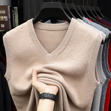Wool Vest Men's V-neck Wool Sweater, Sweater Vest