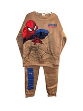 Spider Man Brown 2-Piece Casual Marvel Crew Neck Sweater Jogger Set Size 8