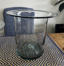 Vintage Glass Hurricane Candle Holder, Large, Hand Blown Glass Clear