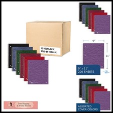 ROARING SPRING 4 Subject Spiral Notebook 12 Pack 11x9 College Ruled 200 Sheets
