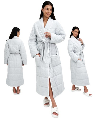 #ad #ad Quilted Duvet Robe Luxury Jersey Cotton Bathrobe Medium Heather Grey $78.90