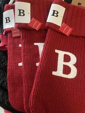 Wondershop Initial Monogram Knit 19" Christmas Stocking Red w/White Letter  B  