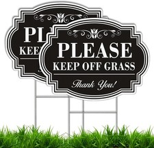 2 Pack Keep Off Grass Sign with Metal Stakes,Keep Dogs Off Lawn Sign,12.6 x 9.4
