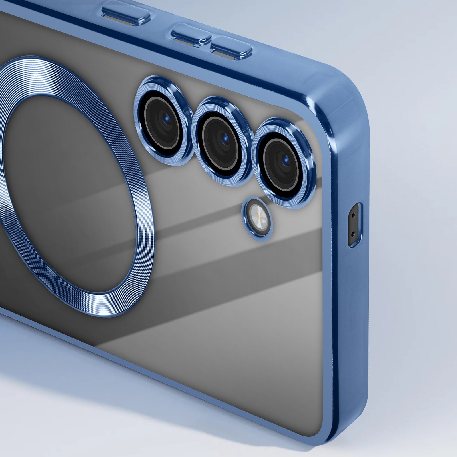 Coque Galaxy S24 Avizar chromée bleu en silicone flexible - 4