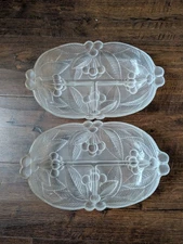 2 Crystal Candy Serving Dish Tray Platter Divided HOYA CORPORATION Cherries EUC