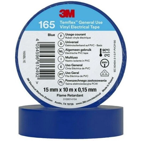 3M PVC-ISOLIERBAND 15MM X 10M BL (TEMFLEX 165) - Bild 1 von 1