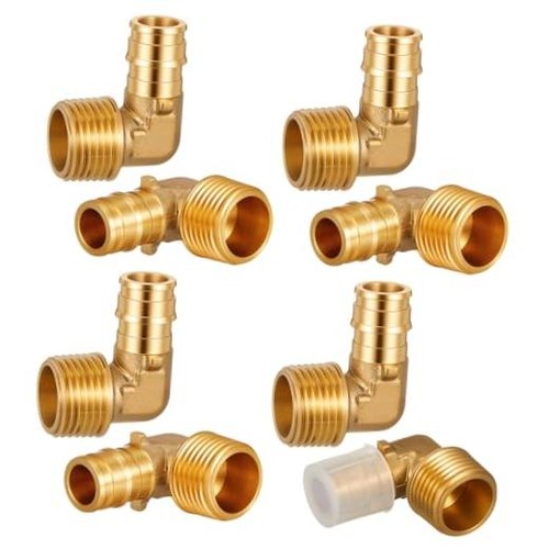 Pack 1/2" x 1/2" PEX A Expansion Brass Elbow 1/2"x 1/2" 8 MNPT 90 Degree Elbow