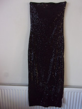 New Stunning Asos Design Black Sequin Bandeau Midi Dress Size: UK 12 RRP: £38