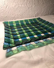 RARE Leonardo Glasschale, eckige Glas Schale, Design Schale, Mid Century modern