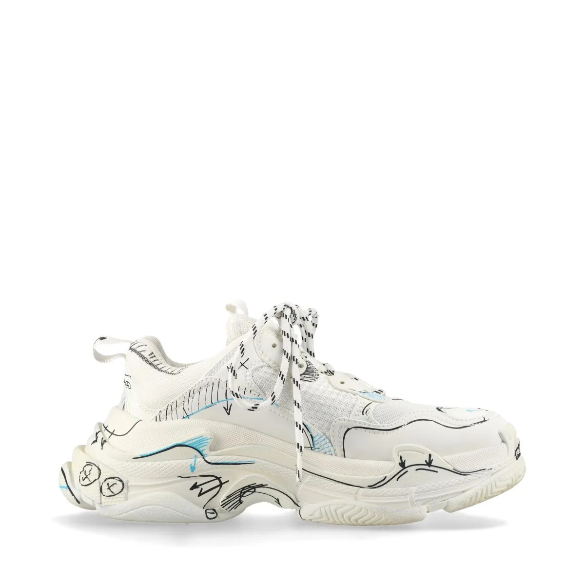 Balenciaga Triple s Faux leather x mesh Sneakers 26cm Men's White 536737 Distres thumbnail 2