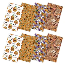 Spooky Fall Pumpkins Cotton Fabric Halloween Quilting Decor 20x20 Inch 8 PCS