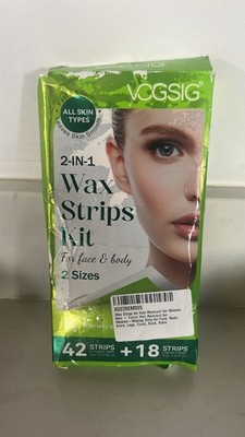 Vogsig 2 in 1 Wachsstreifen Set für Gesicht & Körper 2 Größen 60 Streifen Box beschädigt