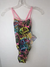 Dolfin Uglies Women's One-Piece Stringback Swimsuit Graffiti Jungle Size 28