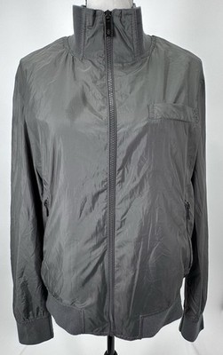   Massimo Dutti Men's Zip Lined Windbreaker Bomber Jacket Gray Packable Sz M