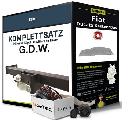 Für FIAT Ducato Kasten/Bus 250 Anhängerkupplung starr +eSatz 13pol 24- Kit NEU