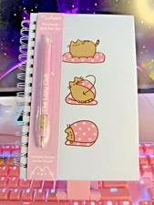 2025 Pusheen Spiral Lazy Club Blue Notebook Journal Pink Pen Sticker Sheet Set