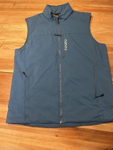 Gilet Matelassé Orvis Homme XL Bleu Marine, Zip Et Pression, Poches, Idéal Outdoor