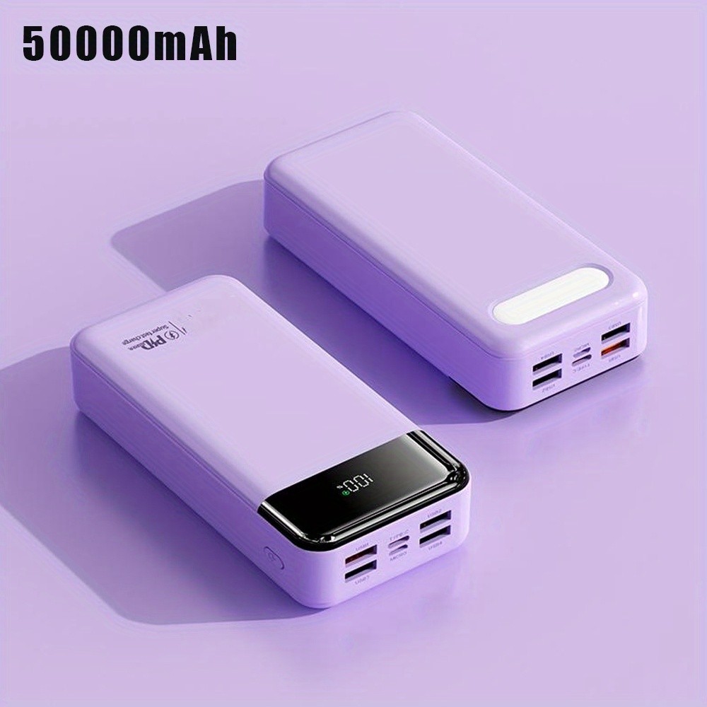 50000mAh Power Bank USB-C Fast Charging External Battery Pack for Cell Phone