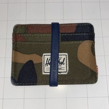 Herschel Canvas Camouflage Card Holder Green Brown Navy Accent for Men