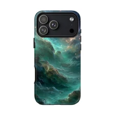 Phone Ink - Case for iPhone/Galaxy/Pixel - Emerald Nebula Star Clouds