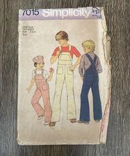 70s Childs Overalls and Train Conductor Hat Costume Size 3-4 Simplicity 7015