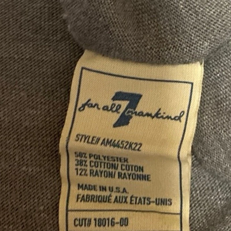 Camiseta Top 7 For All Mankind Para Hombres Gris Cuello Redondo Manga Corta Gráfica Talla M Foto 4 de 4