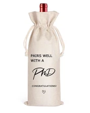 Graduation PHD Gift, Doctorate Wine Bag, Pairs Well with PhD, Gift for Doctor...