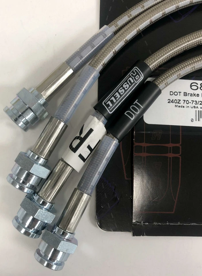 Kit de manguera de freno de acero inoxidable Russell 686550 para Nissan 240Z 260Z 280Z 1970-78 Foto 2 de 4