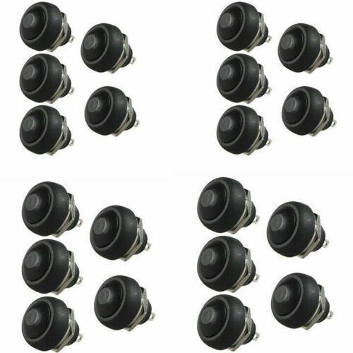 20 Pcs Mini 12mm Waterproof Momentary ON/OFF Push Button Round Switch PBS-33B - Foto 1 di 8