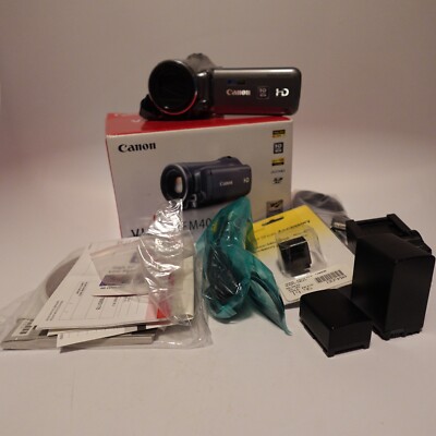 Canon VIXIA HF M400 HD Camcorder With Batteries, Battery Charger, CDs, & Cables!