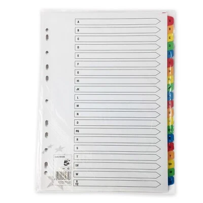 A4 FILE DIVIDERS(1-10)(1-20)(A-Z)INSERTS DOCUMENT ORGANISER FILING SUBJECT FOLDE